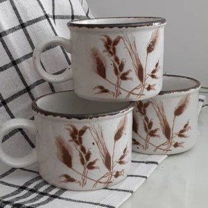Stonehenge (Wedgwood) Vintage Midwinter Wild Oats Ironstone 5pc Teacups/Mugs